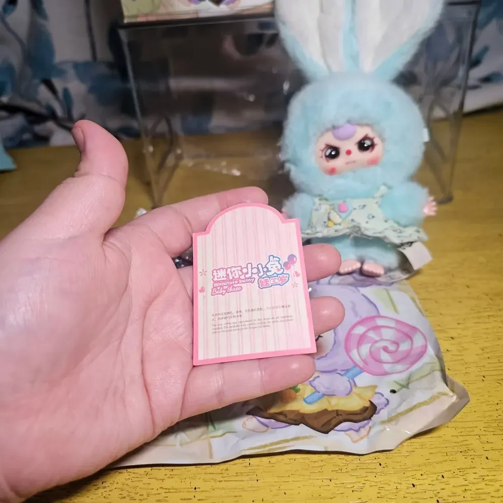Baby Three Mini Bunny Baby Blue Plush Pendent Special Eyes Green Dress Ice Cream